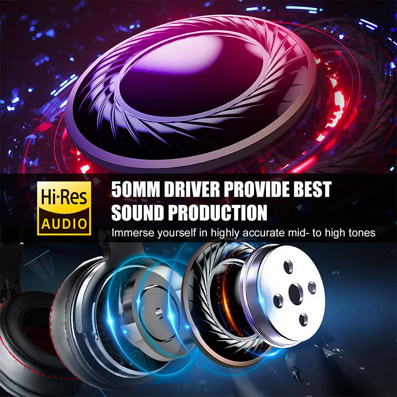 Oneodio Wired Professional Studio Pro 50 DJ Headphones With Microphone - Image 2