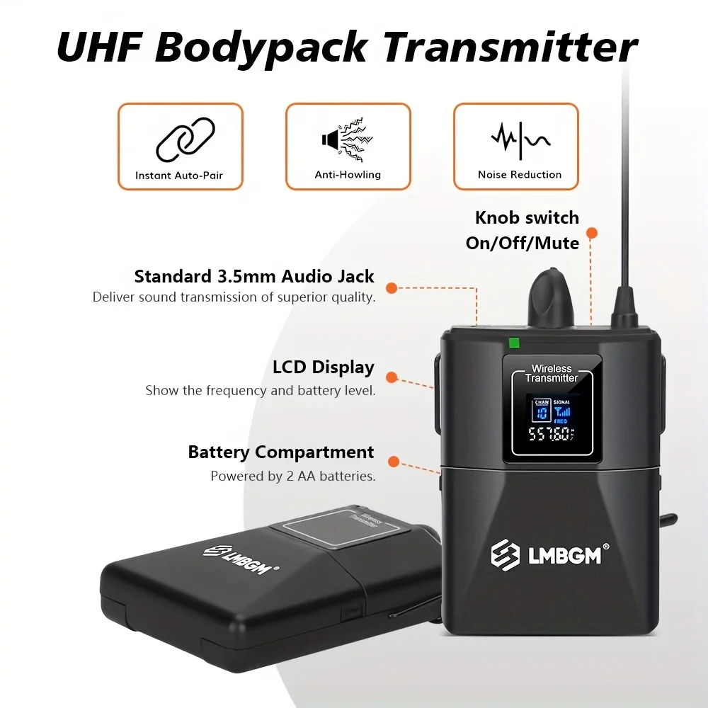 LMBGM-D44 Professional Wireless Microphone System Head mounted Collar style Microphone Suitable for Performing Church Singing - Image 3