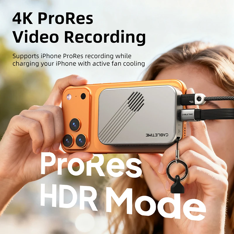 CABLETIME 7 IN 1 USB C HUB with NVMe SSD Magnetic 4K ProRes Video Recording SD/TF 3.0 Strong Magnetic Attachment for iPhone 17 - Image 2