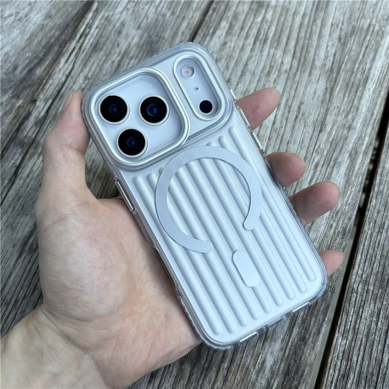 Matte Plating Corrugated For Magsafe Magnetic Wireless Charge Case for iPhone 17 Pro Max 17Pro 17 16Pro Max Shockproof Cover