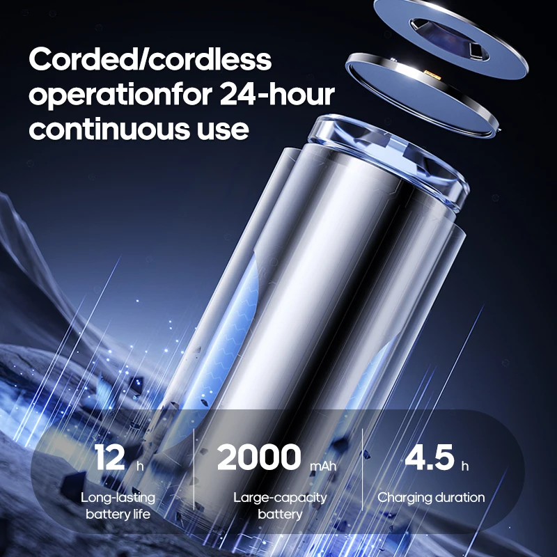 Kinscoter Portable Air Circulator 2000mAh Desktop Mini Rechargeable Fan Wall Non-drilling Silent Tower Fan 3 Speeds Adjustable - Image 2