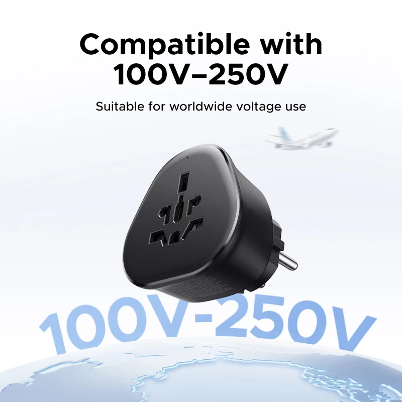 UGREEN Universal Travel Adapter Multi-Country Power Adapter EU/US/UK Plug Converter Compatible with EU US UK KR RU Outlets - Image 4