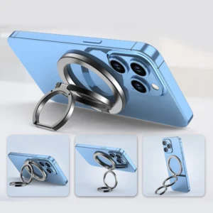 Stand For Tablet Magnetic 3 Sections Simplicity Ring Phone Handphone Popsocket Magsafe Ipad Holder Double Side Silicone Suction