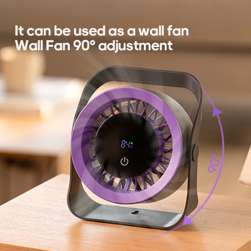 4000mAh Outdoor Desktop Fan Angle Adjustable 100 Speeds Wall Mount Portable Fan With Remote Control and Touch Screen Cooling Fan - Image 4