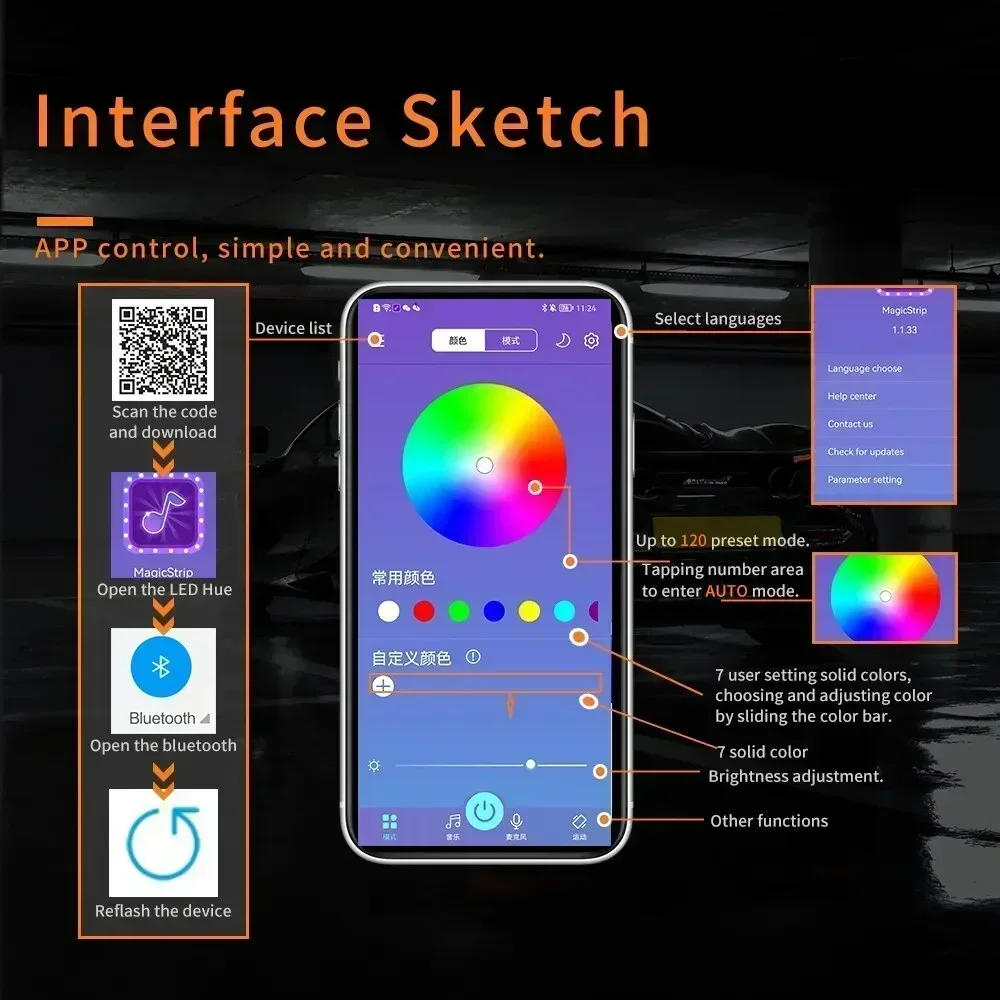 2PCS RGB Cotton LED Angel Eyes Halo Rings 60mm 70mm 80mm LED Headlight Lamps For Car UTV Motorcycle DRL Eyes APP Control - Image 6
