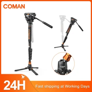 COMAN DK327AQ6 Professional Video Camera Monopod Q6 Head With Tripod Stand For DSLR Camera Canon Nikon Sony Video Camcorder