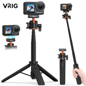 VRIG 21" Quick Release Magnetic Tripod for DJI Osmo Action 3/4/5 Pro Extendable Camera Tripod w 360 Rotate Ball Head & Cold Shoe