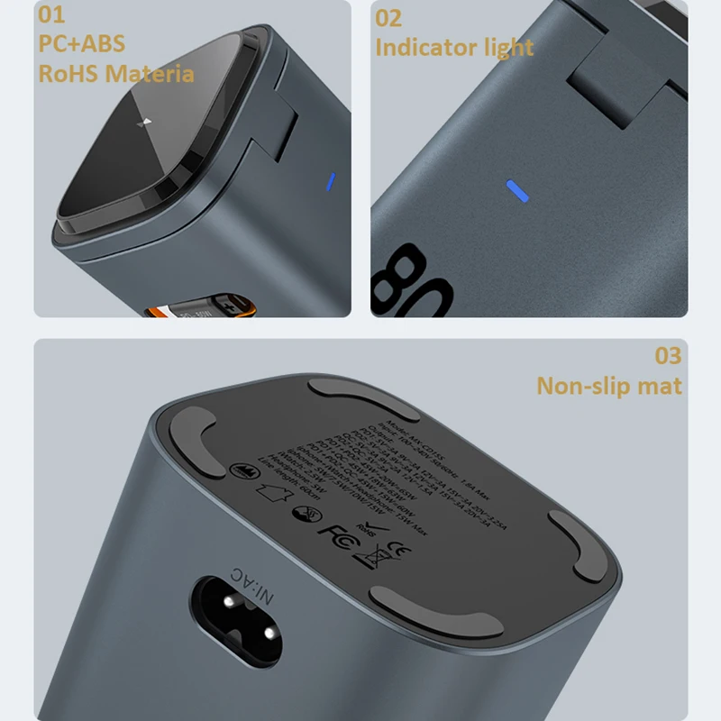 80W 6-in-1 GaN Charging Station Wireless Adapter With Type C PD 60W Retractable Charging Cable Fast Charger for iPhone Laptops - Image 6