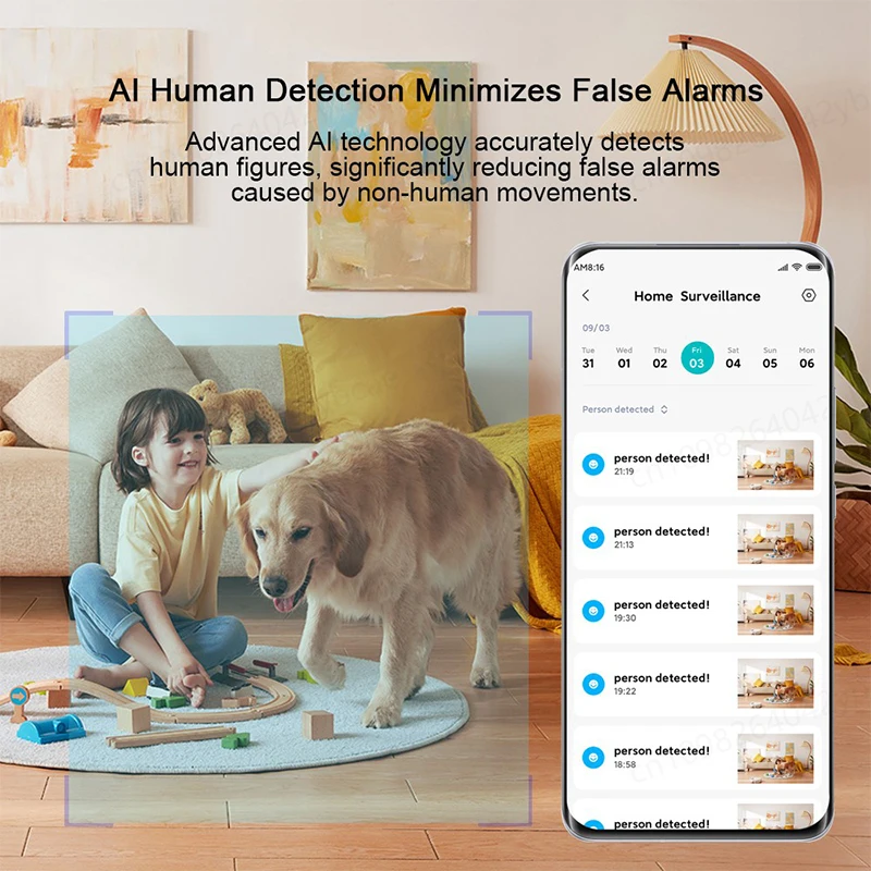 XIAOMI Home Security Intelligent Wifi Camera PTZ 2K,Color Night Vision,Two‑Way Audio,AI Human Face Detection,Chinese Version - Image 3