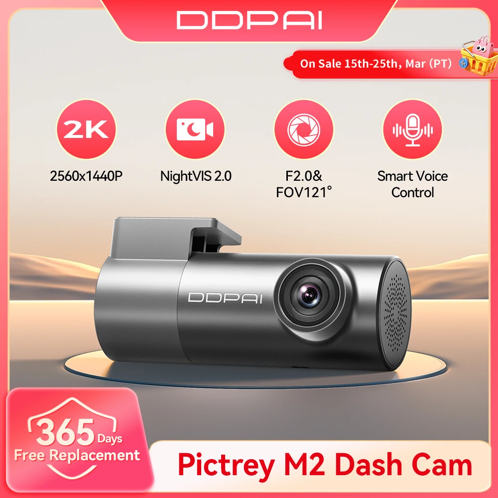Pictrey M2 2K Dash Cam 330° Rotatable Car DVR Support Night Vision Smart Voice Control 24H Parking Monitor
