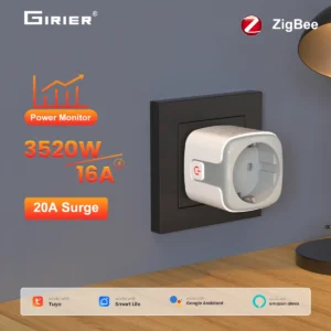 GIRIER Tuya ZigBee 3.0 Power Plug 16A Smart Wall Socket Outlet with Energy Metering Function 3520W Works with Alexa Hey Google