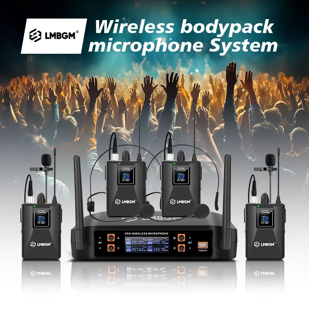 LMBGM-D44 Professional Wireless Microphone System Head mounted Collar style Microphone Suitable for Performing Church Singing