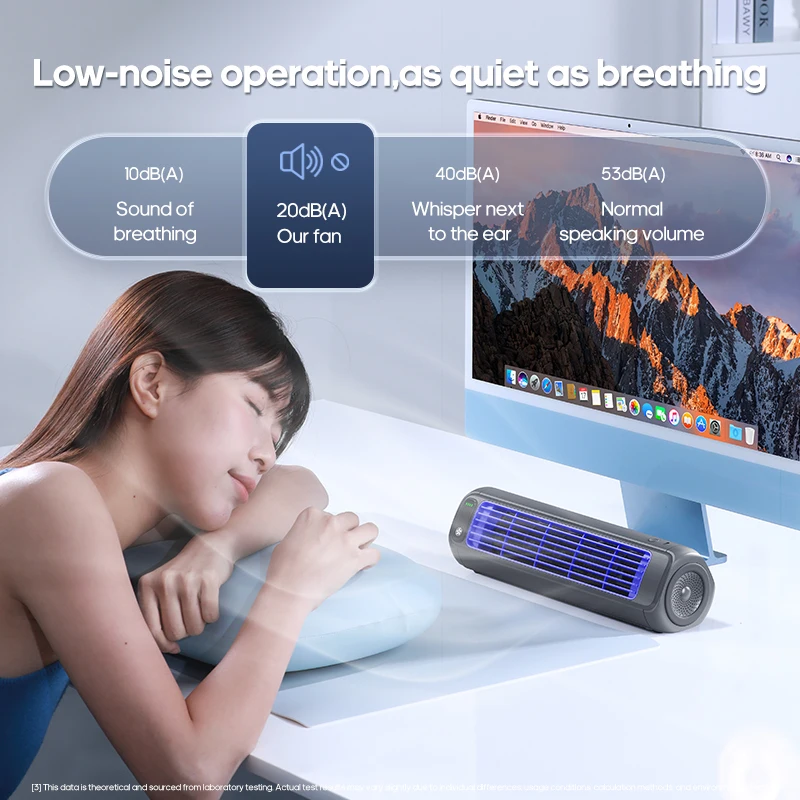 Kinscoter Portable Air Circulator 2000mAh Desktop Mini Rechargeable Fan Wall Non-drilling Silent Tower Fan 3 Speeds Adjustable - Image 5