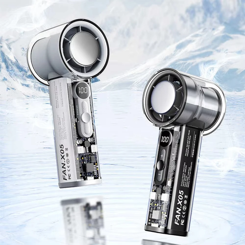 Semiconductor Refrigeration High-speed Handheld Electric Fan 3000mAh USB Portable Rechargeable Outdoor Small Fan - Image 2