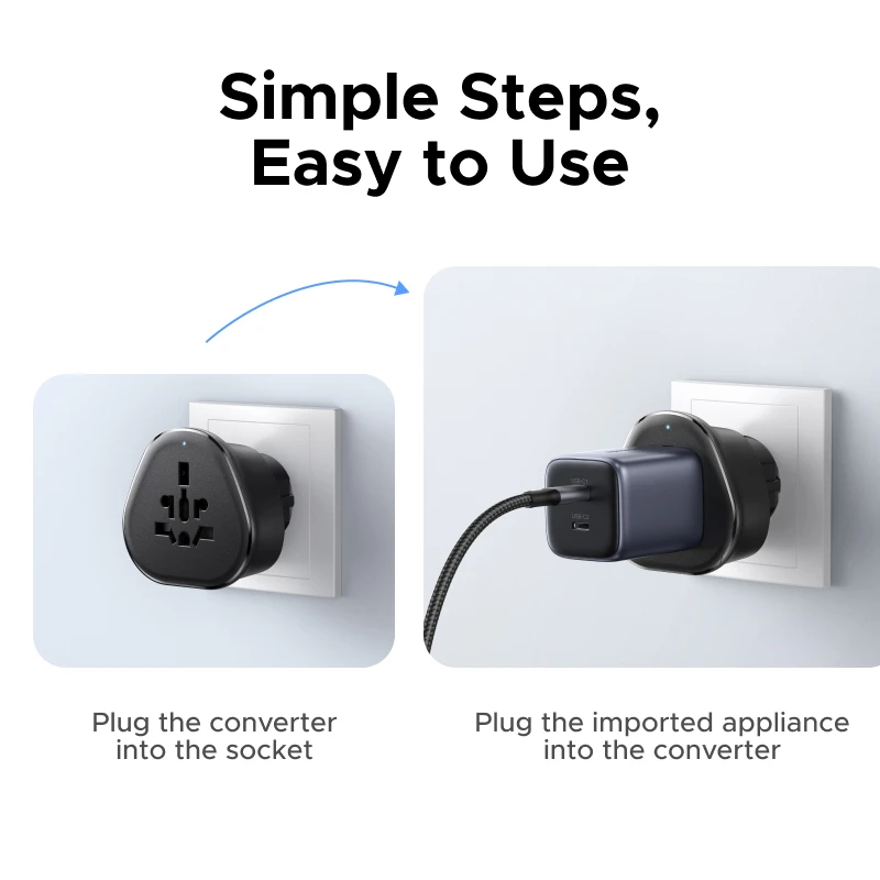 UGREEN Universal Travel Adapter Multi-Country Power Adapter EU/US/UK Plug Converter Compatible with EU US UK KR RU Outlets - Image 6