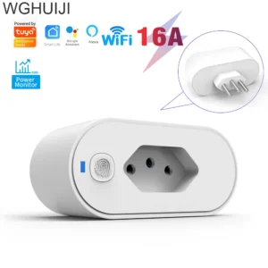 Tuya WiFi standard 16A metering smart socket plug Brazilian specification, remote control mobile phone remote control voice Alex