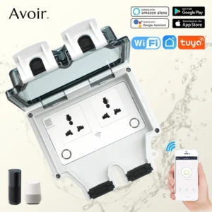 Avoir IP66 Wall Outdoor Waterproof Socket With Timer Tuya Wifi Smart Electric Outlet Universal Plug With Usb Port Home Appliance