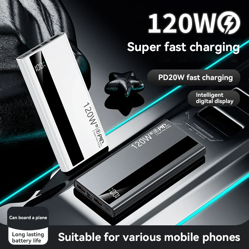 Lenovo 120W 500000mAh Power Bank High Capacity Super Fast Charge Portable External Battery PowerBank For iphone Samsung 2026 New - Image 5