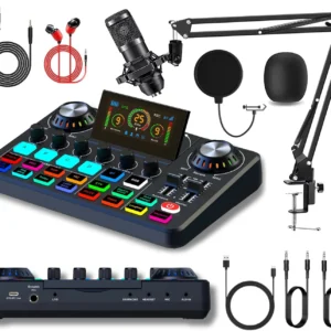 Live Broadcast Quipment Podcast Gaming 48V Live Sound Card Audio mixer With Microphone Set Device For Recording Live Streaming