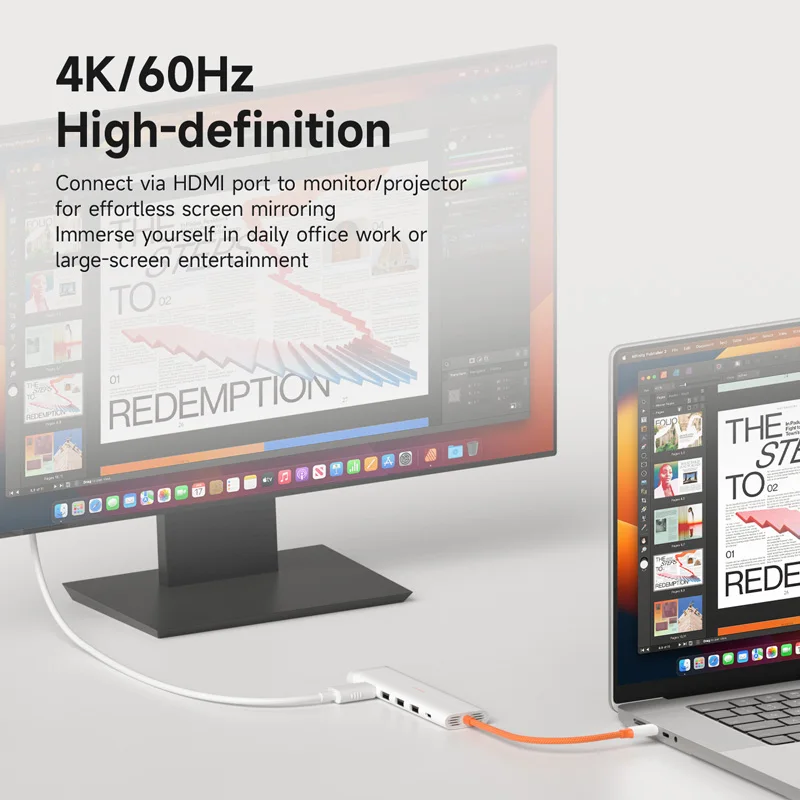 Hagibis USB C Hub Multiport USB C Splitter 4K HDMI RJ45 Heat Dissipation Docking Station for Macbook Laptops iPad External SSDs - Image 3