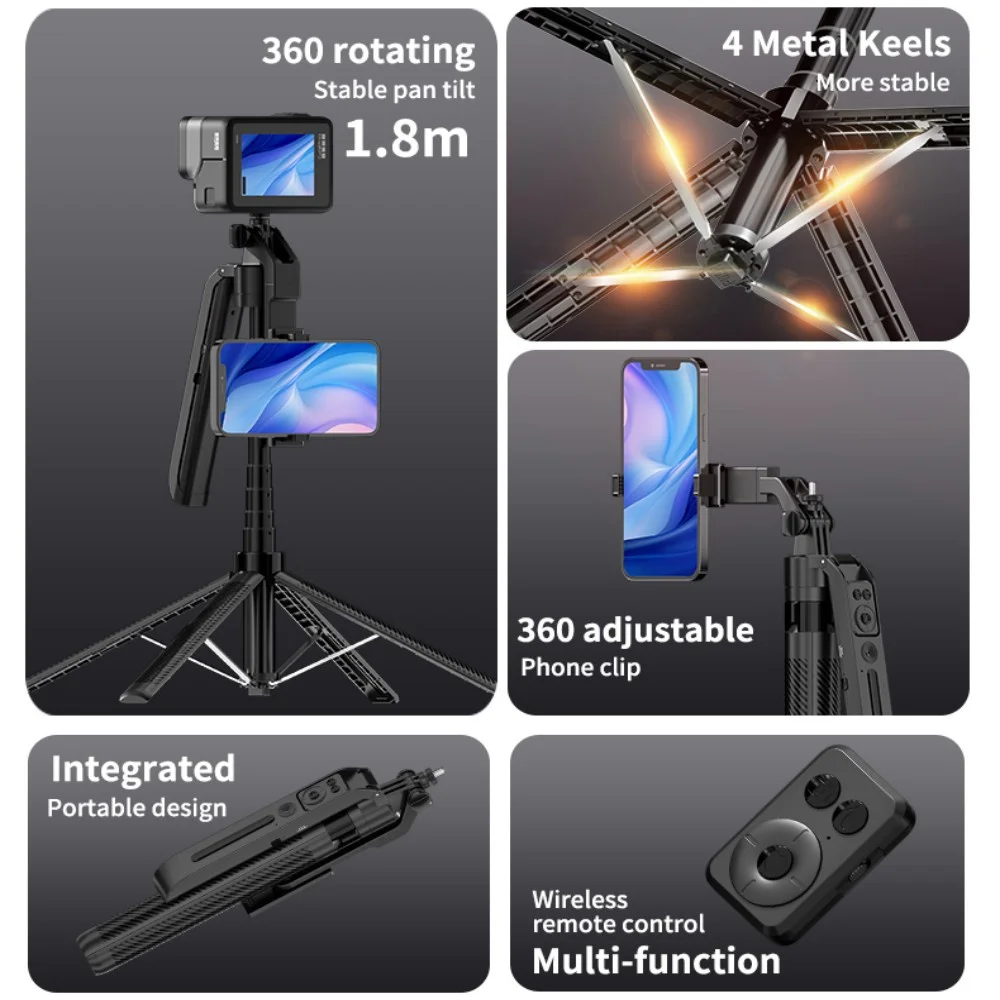 COOL DIER C12 AI Tracking gimbal Tripod Gimbal Stabilizer Wireless Selfie Stick Foldable Holder With Bluetooth Shutter For Live - Image 3