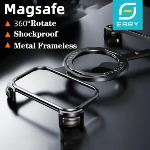 Eary Metal Magnetic Phone Case for iPhone 17 Pro Max/17 Pro/17 Air for Magsafe 360°Stand Frameless Shockproof Protector Cover
