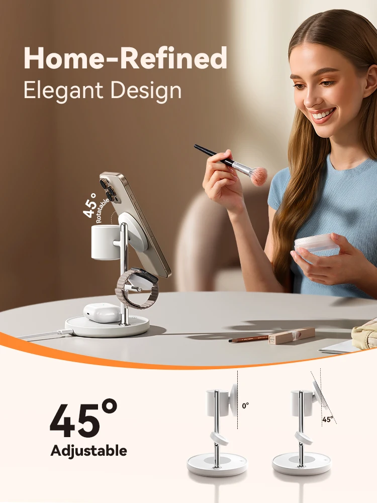 Joyroom Qi2 Magnetic Charging Station for Apple Fast Wireless Charger for iPhone 17 16 15 Pro Max for iWatch for AirPods JR-W23 - Image 5