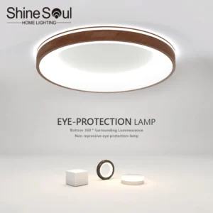 Modern LED Wood Grain Ceiling Light Circular Large-sized Minimalist Lighting Living Room Bedroom Balcony Nordic Home Light