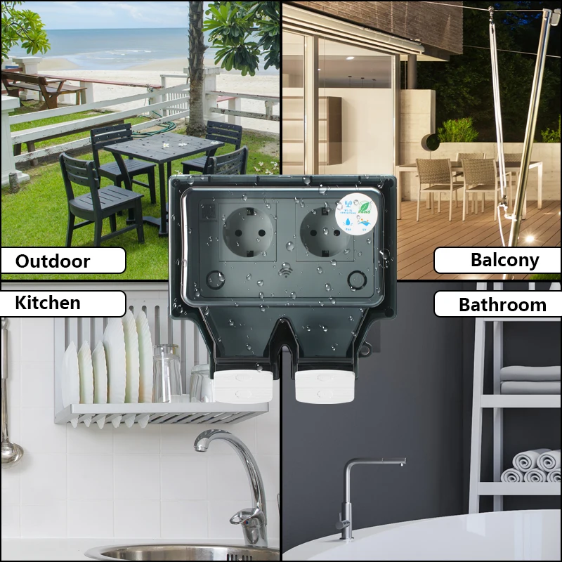 Avoir Tuya Wall Electrical Sockets Ip66 Waterproof Power Socket With Cover Wifi Smart Plug Eu Standard Outdoor Rainproof Socket - Image 4