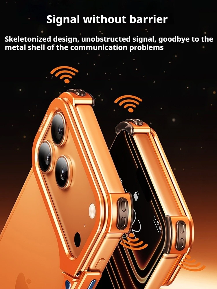 Eary 9-Shaped for iPhone 17 Pro Max 17 Pro Phone Case for Magsafe Wireless Charging With Lens Holder Stand Metal Frameless Shell - Image 2