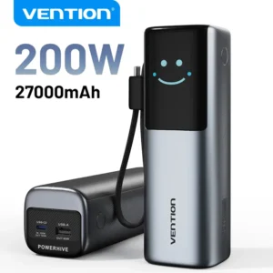 Vention 200W Power Bank 27000mAh PD 3.1 140W Max Portable PowerBank for Laptop PD Fast Charging for iPhone 17 16 Samsung S25 S24