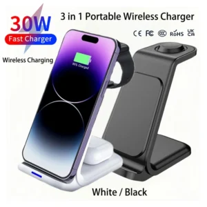 Desktop Universal Wireless Charger Innovative Products 3 in 1 Wireless Charger 30W Fast Charger for iPhone