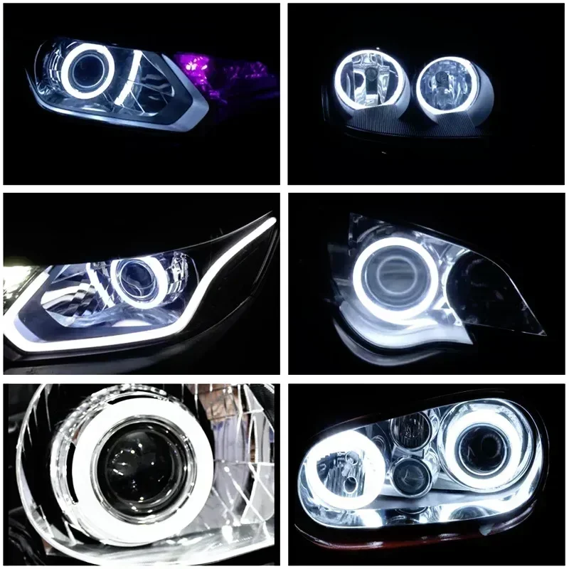 2PCS RGB Cotton LED Angel Eyes Halo Rings 60mm 70mm 80mm LED Headlight Lamps For Car UTV Motorcycle DRL Eyes APP Control - Image 4