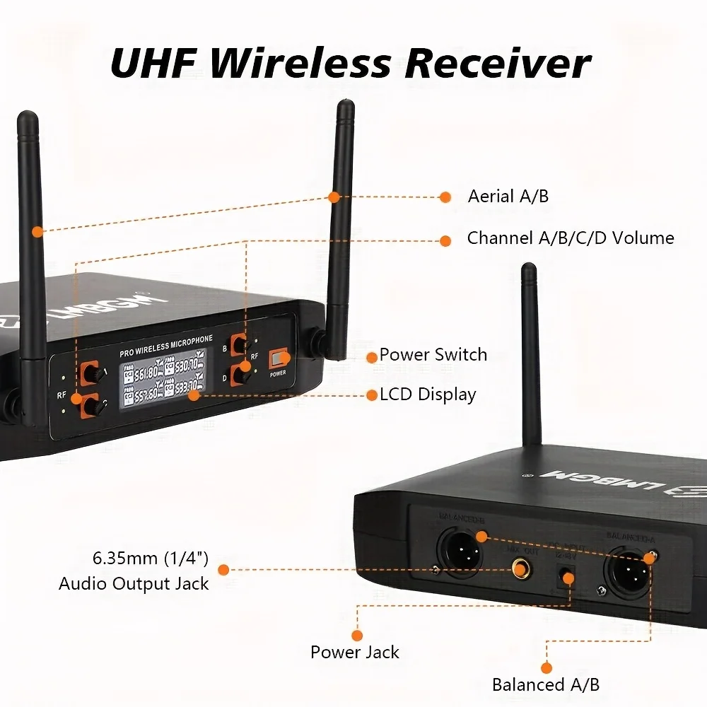 LMBGM-D44 Professional Wireless Microphone System Head mounted Collar style Microphone Suitable for Performing Church Singing - Image 4