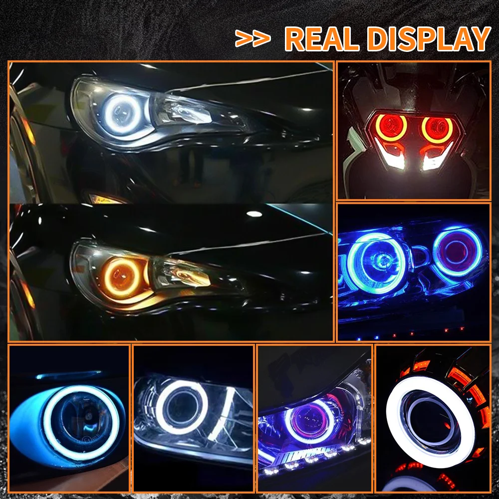 2PCS 12V 24V DC LED Angel Eyes Cotton Lights with Turn Signal Lights APP Bluetooth RGB DRL Halo Rings For Car Scooter Headlight - Image 6