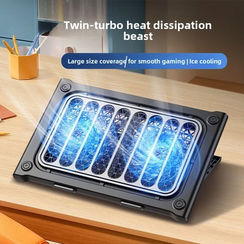 17 inch gaming laptop cooler, turbocharged dual fan, two USB ports, 1800+10% RPM laptop cooling pad, laptop stand