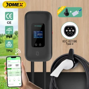JDMEX EV Charger Station 16/32A Electric Vehicle Car Charger EVSE Wallbox Wallmount 7.6/11/22KW Type2 Cable IEC62196 APP Control