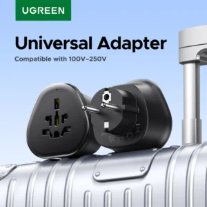 UGREEN Universal Travel Adapter Multi-Country Power Adapter EU/US/UK Plug Converter Compatible with EU US UK KR RU Outlets