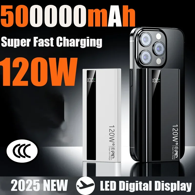 Lenovo 120W 500000mAh Power Bank High Capacity Super Fast Charge Portable External Battery PowerBank For iphone Samsung 2026 New - Image 2