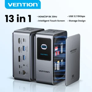 Vention 13 in 1 USB C 8K@30Hz MST Docking Station Smart Screen USB 3.2 10Gbps Adapter Hub for Windows MacBook Pro HP Dell Laptop