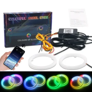 2PCS 12V 24V DC LED Angel Eyes Cotton Lights with Turn Signal Lights APP Bluetooth RGB DRL Halo Rings For Car Scooter Headlight