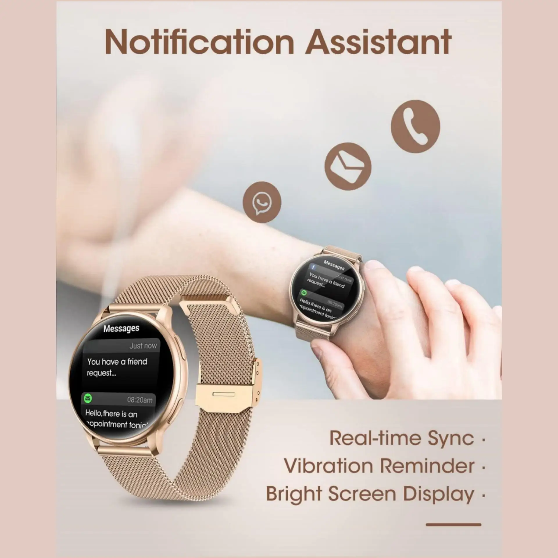New Women Bluetooth Call Smart Watch HeartRate Blood Pressure Monitoring Smartwatches - Image 5