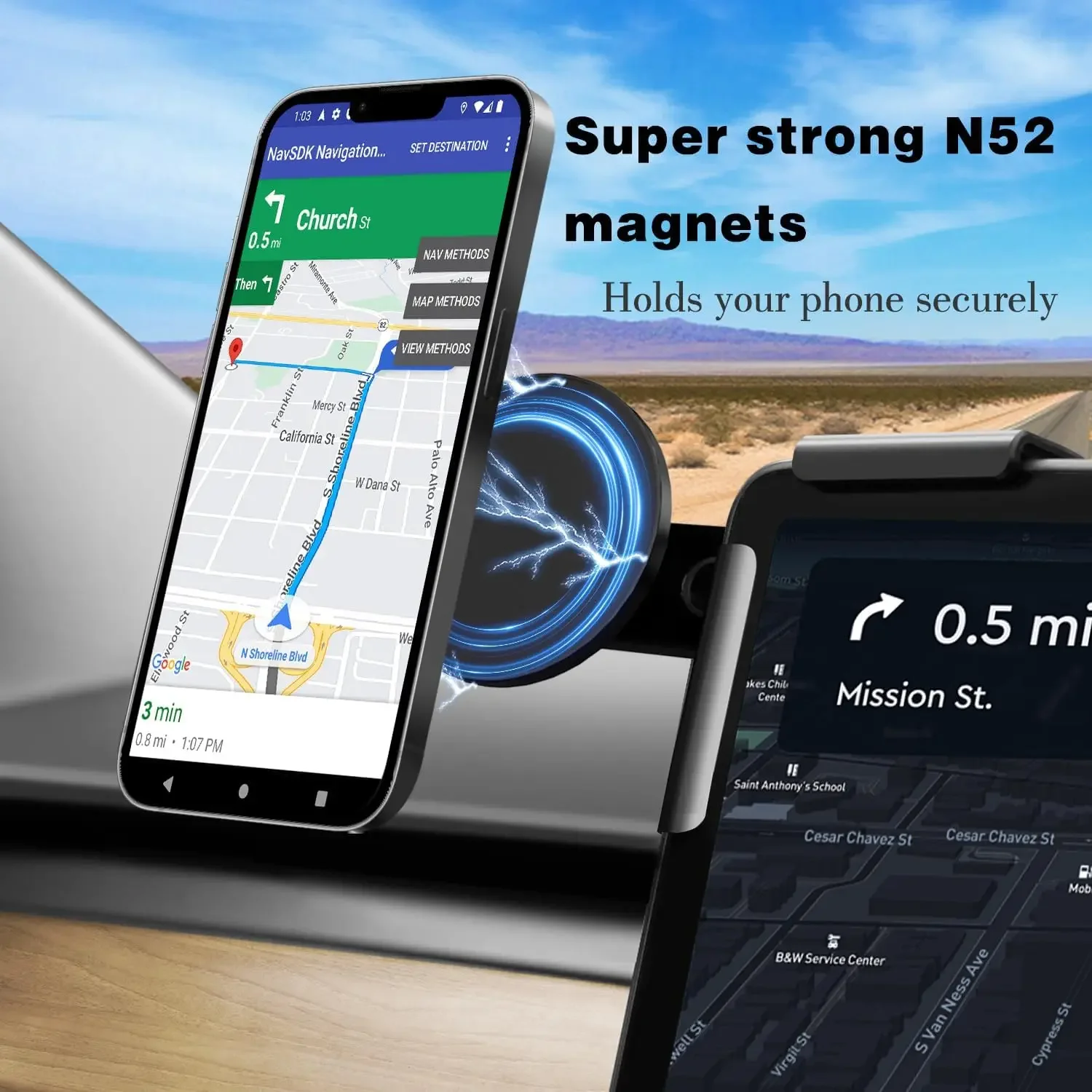 Car Phone Holder Mount Adjustable Magnetic Phone Holder Car Screen Side Phone Support Frame - Image 4