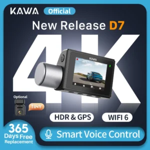 KAWA D7 4K Front and Rear Dash cam,Video Recorder 4K WiFi6 Car Camera,DVR Tiny Rear Camera for AUTO,APP/Voice Control Dashcam