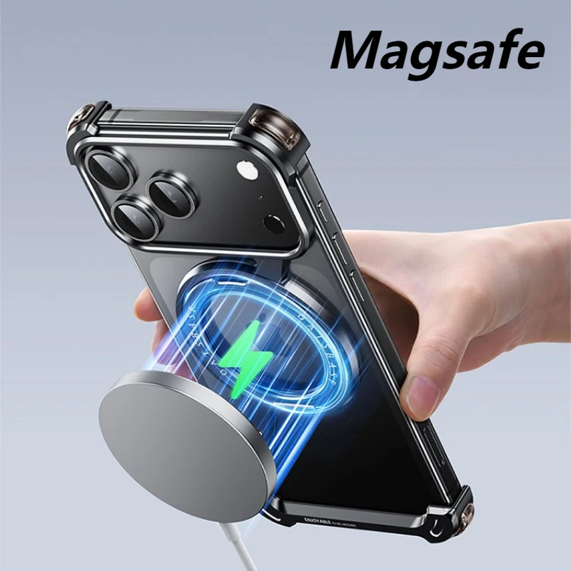 Eary Metal Magnetic Phone Case for iPhone 17 Pro Max/17 Pro/17 Air for Magsafe 360°Stand Frameless Shockproof Protector Cover - Image 2