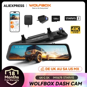 WOLFBOX G900 PRO Dash Cam 4K+2.5K Car DVR Voice Control 5GHZ WI-FI and GPS Video Recorder Front and rear camera