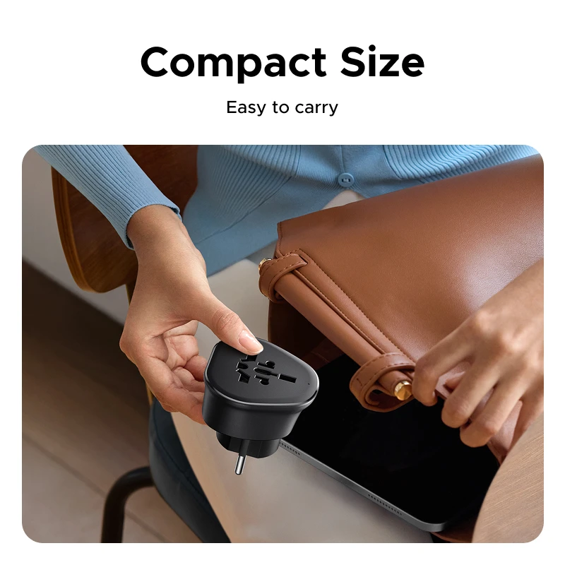 UGREEN Universal Travel Adapter Multi-Country Power Adapter EU/US/UK Plug Converter Compatible with EU US UK KR RU Outlets - Image 3