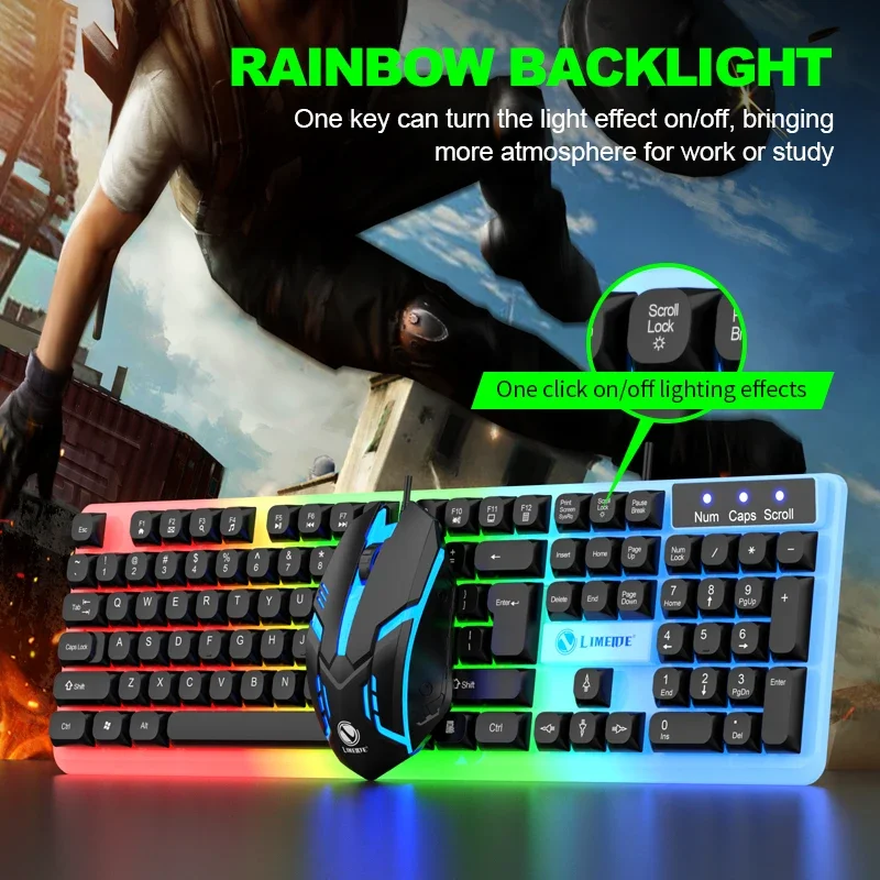 NG GTX350 Gaming Keyboard Mouse Combos Computer Laptop Backlight Gamer Kit LED Wired Usb Keyboard GTX350 Set-Black - Image 2