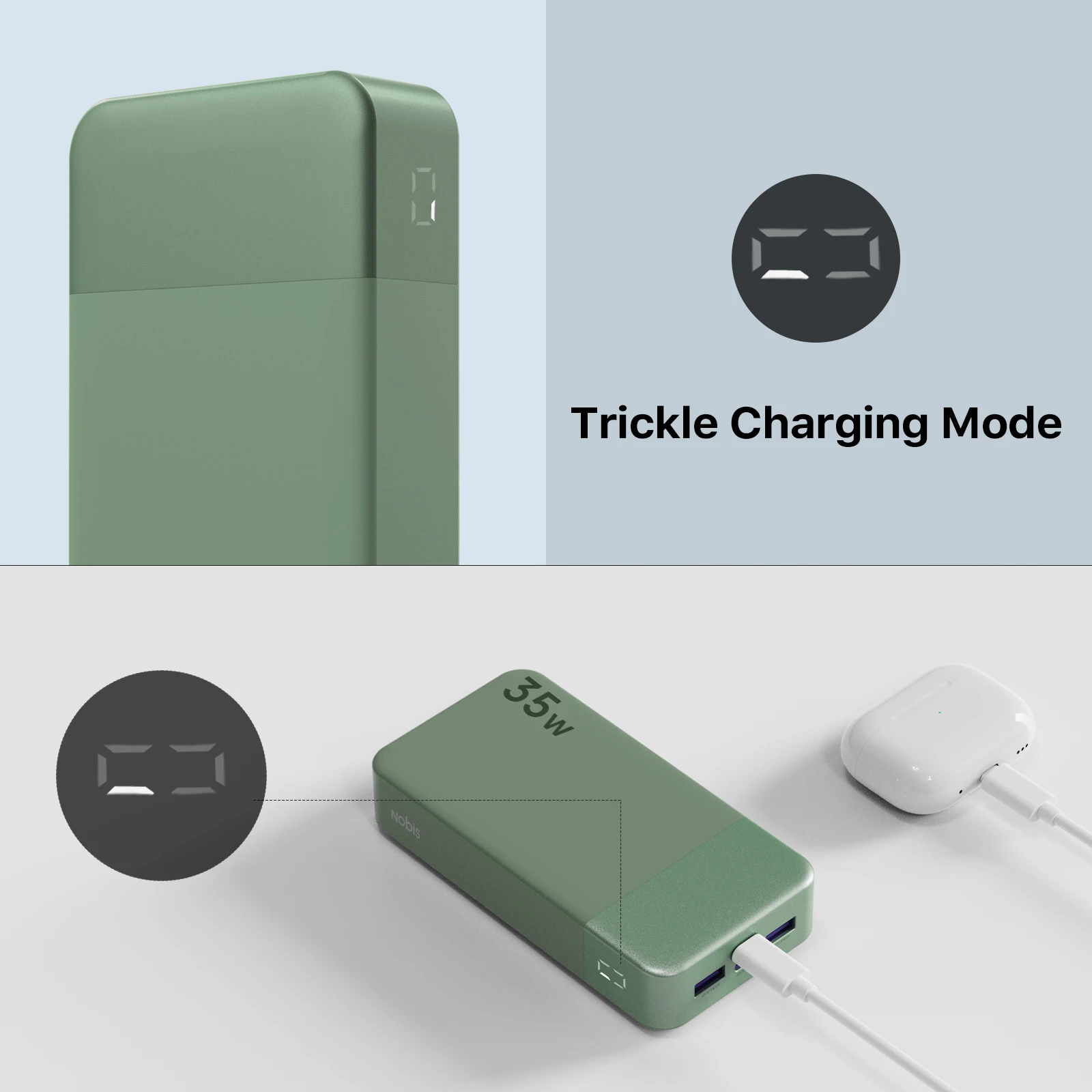 NOBIS Portable Charger, 20000mAh Power Bank, 35W Power Bank Fast Charging, Battery Pack with C to C Cable, Battery Bank - Image 5