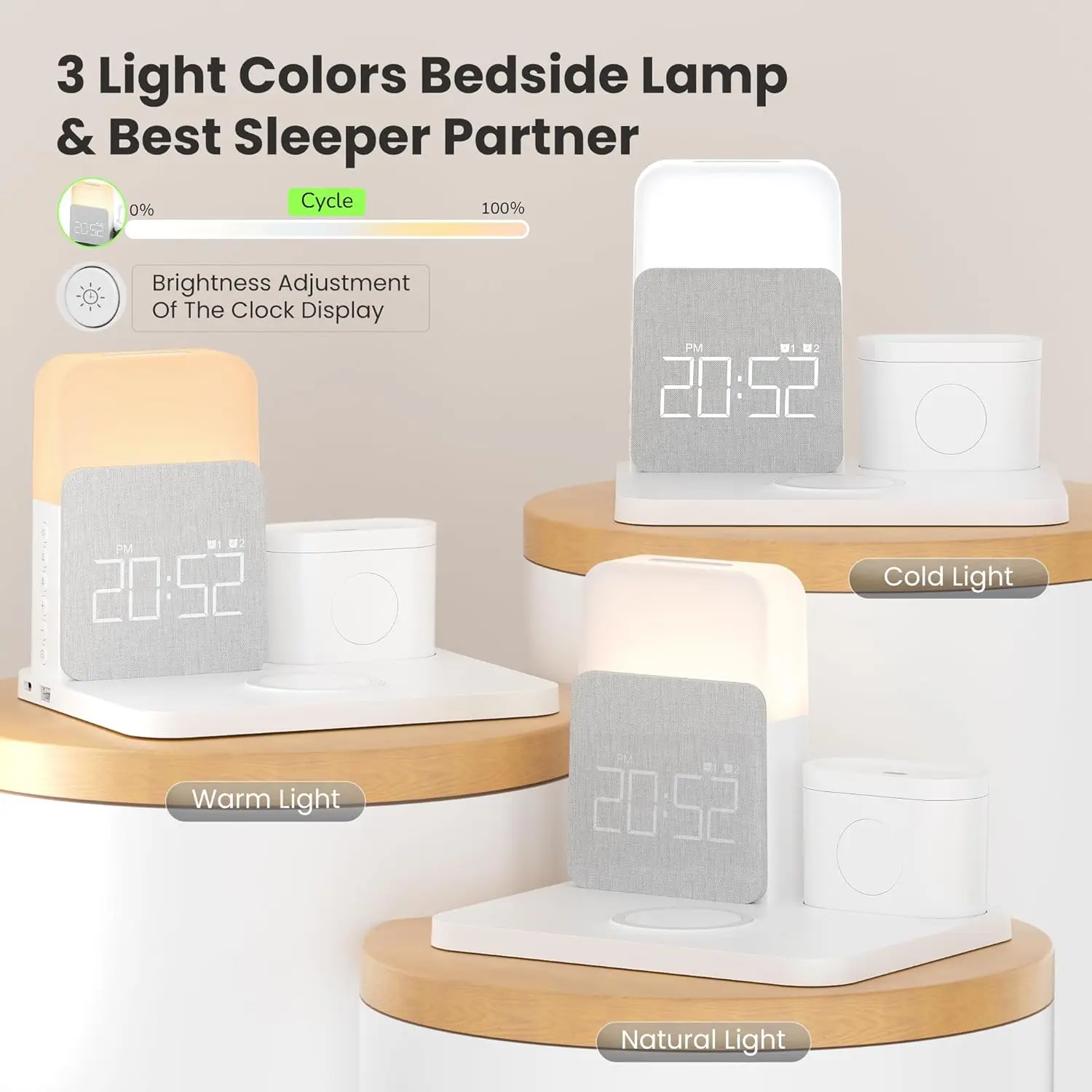 7-in-1 MagSafe Alarm Clock Charger-Wireless Station for iPhone 12-16/Samsung/Xiaomi/Huawei/Apple Watch/AirPods with Night Light - Image 3